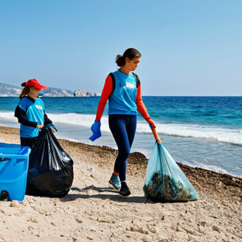Home 28 **
"A woman participating in a beach cleanup with a group of volunteers, collecting plastic waste, fully clothed in appropriate outdoor attire, safe for work, perfect anatomy, natural proportions, family-friendly, bright sunny day, Mediterranean coast, environmental awareness, high quality."
**