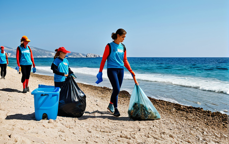 **

"A woman participating in a beach cleanup with a group of volunteers, collecting plastic waste, fully clothed in appropriate outdoor attire, safe for work, perfect anatomy, natural proportions, family-friendly, bright sunny day, Mediterranean coast, environmental awareness, high quality."

**