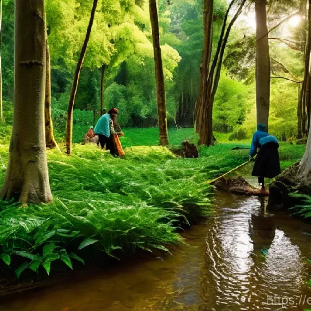 생물권 보전 지역 - **Prompt:** "A serene and vibrant scene within a temperate Biosphere Reserve, reminiscent of the Val...