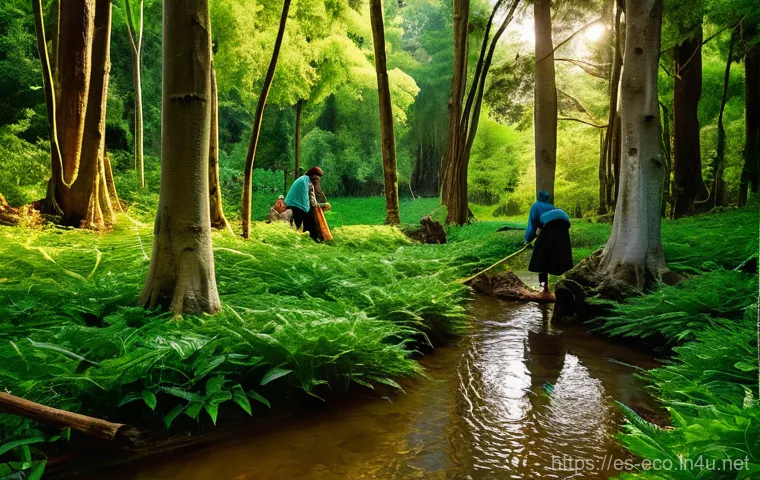 생물권 보전 지역 - **Prompt:** "A serene and vibrant scene within a temperate Biosphere Reserve, reminiscent of the Val...