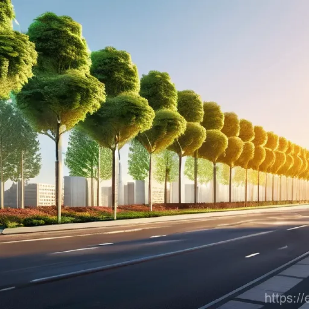 미래 환경 변화 예측 - **Prompt:** A futuristic, vibrant city skyline at dawn, showcasing advanced renewable energy integra...