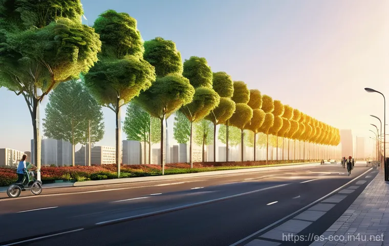 미래 환경 변화 예측 - **Prompt:** A futuristic, vibrant city skyline at dawn, showcasing advanced renewable energy integra...