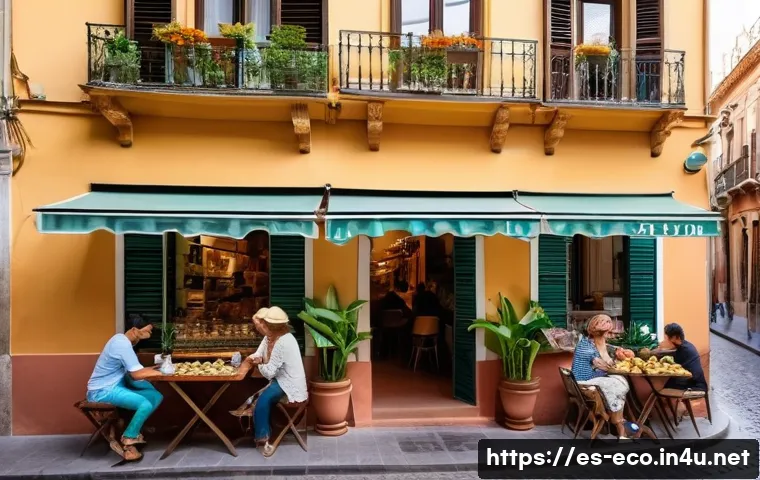 지속가능한 도시 발전 - **Vibrant 15-Minute City Street in Southern Europe:** A bustling, sun-drenched pedestrian street in ...