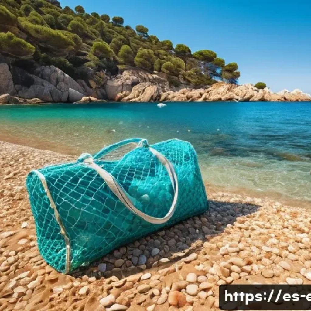 해양 플라스틱 오염 - **Prompt:** A serene, wide-angle shot of a beautiful, sun-drenched beach on the Costa Brava in Spain...