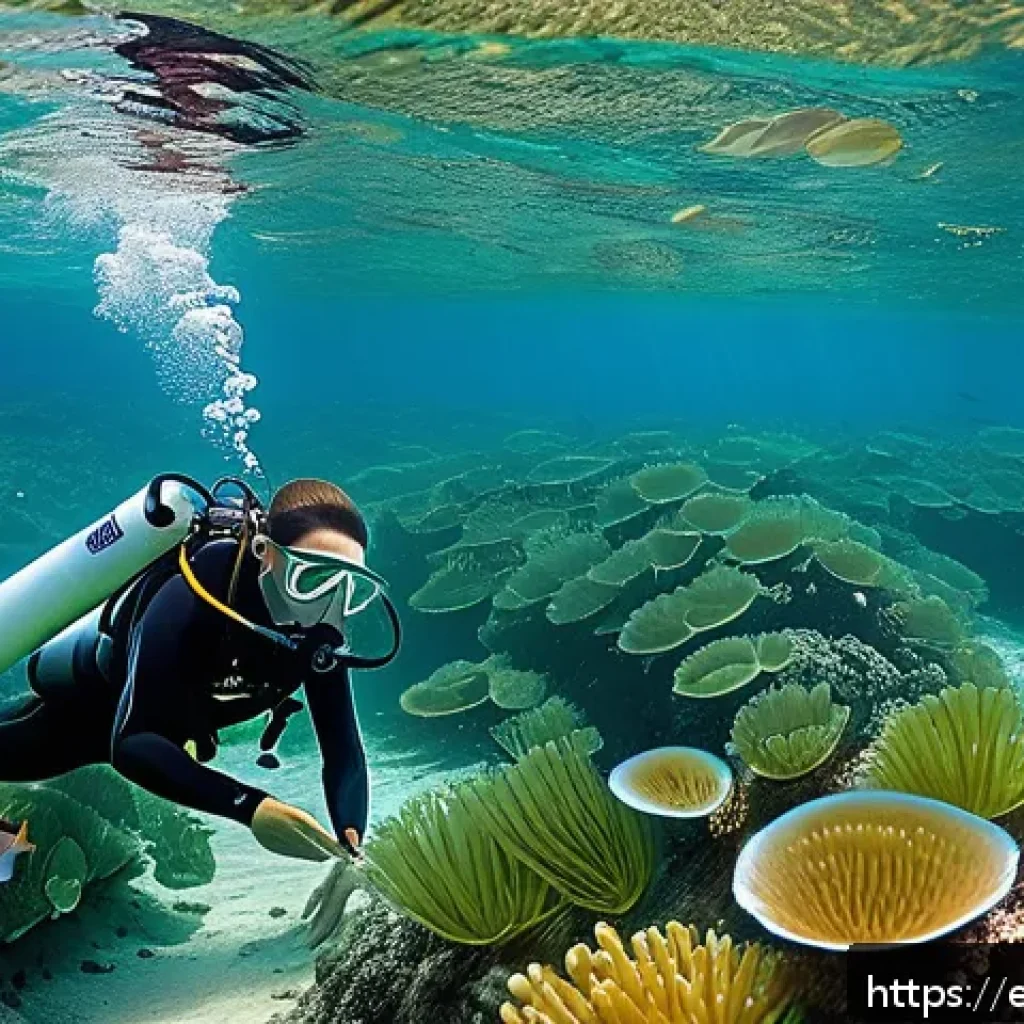 해양 생태계 - A vibrant underwater scene depicting a thriving Posidonia oceanica seagrass meadow in the Mediterran...